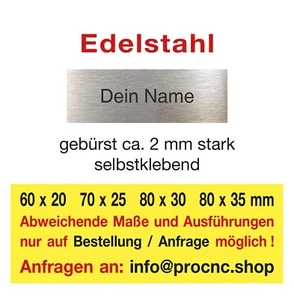 Klingelschild Edelstahl VA Schild - Metall Briefkastenschild Namensschild Gravur - Bild 1 von 2