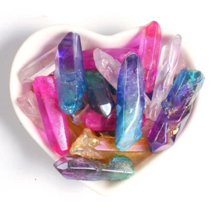 100g Mixed Titanium Rainbow Aura Lemurian Quartz Crystal Point Healing Stone - Picture 1 of 7