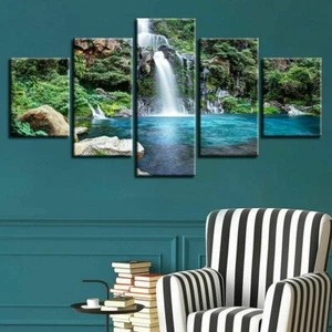 Waterfall Nature Landscape Forest Lake Canvas Print Painting Wall Art Home Decor - Picture 1 of 4