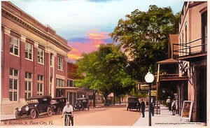 8 x 10 restaurierte alte Postkarten - W. Reynolds Street, Plant City, FL um 1930 - Bild 1 von 2