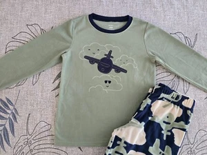 Carters Kids 2pc Set Fleece Flying into Bedtime Plane Helicopter Pajamas 8/8A - Picture 1 of 7