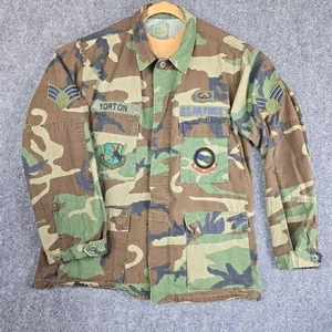 US Air Force Medium Regular Field Coat Jacket Woodland Camouflage Vtg 70s Fair - Picture 1 of 14