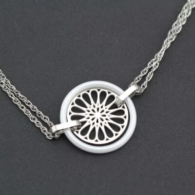 Brazalete Cadena Flor Filigrana Aro Cerámica Blanca Oro Blanco 18K GF 25MM Regalos Foto 1 de 4