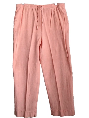 Orvis Pants Womens Medium Coral Cotton Drawstring Wide Leg Comfort Travel Beachy - Image 1 of 4