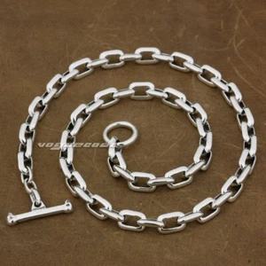925 Sterling Silver Chams Link Necklace Biker Punk Jewellery 8W007NC - Picture 1 of 21