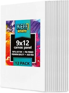 Canvases for Painting - 9x12 12 Pack Art Paint Canvas Panels Set Boards - Picture 1 of 8