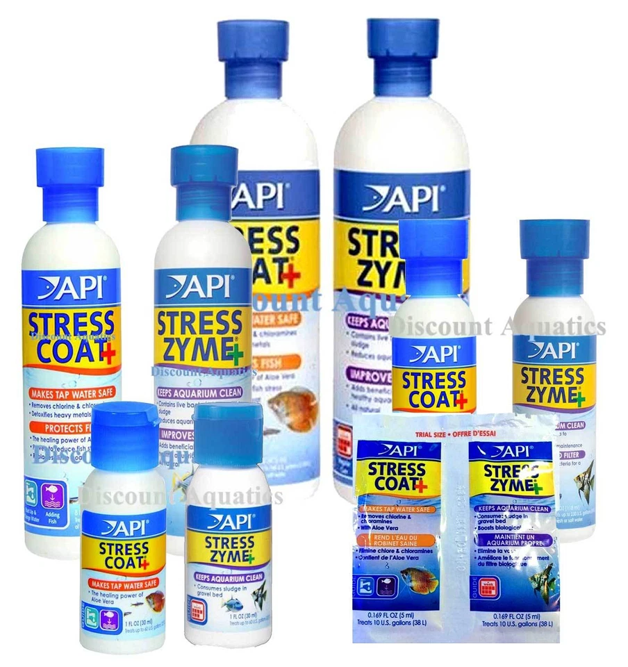 API STRESS COAT & STRESS ZYME DECLORINATOR AND AQUARIUM CLEANER BUNDLE ALL SIZES