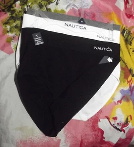 3 NEW NAUTICA NT9203 3PKG SUPER SOFT MF SIGNATURE HIGH WAIST BRIEF PANTIES M - Picture 1 of 2