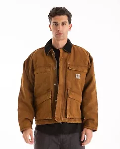 STUSSY WASHED CANVAS SHOP JACKET BRONZE SİZE L K - Picture 1 of 17