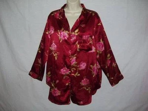 ROMANTIC ROSE PRINT SILKY SMOOTH GLOSSY SATIN QUALITY FEM SLEEPSHIRT NIGHTGOWN M - Picture 1 of 1