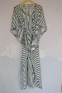 Hand Block Cotton Long Kaftan 100%Cotton Dress Soft Kaftan Summer Dress 2k25 - Picture 1 of 9