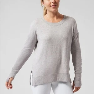 Athleta Gray Modal Blend Pullover Sweatshirt XS Thumbhole Relaxed Fit VGUC - Picture 1 of 6