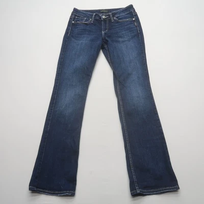 Silver Suki Slim Boot Jeans Size 28 x 33 Dark Wash Low Rise Blue Stretch Denim - Image 1 of 4