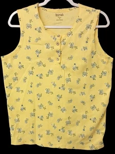 Keneth too 1X Top gelb Blumenprint teilweise geknöpft ärmellos Stretch - Bild 1 von 6