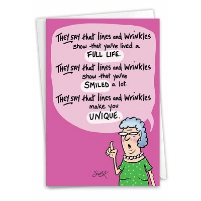 Humor Funny Lines And Wrinkles Birthday Card - Friend Her Him Sarcasm Nobleworks - Image 1 of 3
