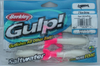 Berkley GSSHR3-PWP Gulp 3 " Schrimps Perle Weiß Rosa Schwanz - Bild 1 von 3