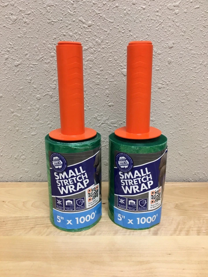 2 Pack Stretch Wrap 5" x 1000' Hand Film Furniture Moving Packing Wrapping Tape - Image 1 of 1
