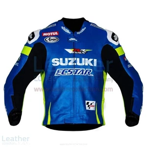 Chaqueta de cuero de vaca Suzuki moto deportes carreras - Imagen 1 de 5