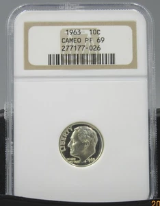 1963 Roosevelt Dime NGC PF69 CAMEO - Picture 1 of 2