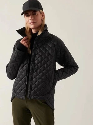 ATHLETA Whisper L Featherless Puffer Jacket Black Coat Sz Large $199 - Image 1 of 4