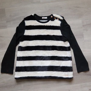 JEAN PAUL GAULTIER JUNIOR fur top 12 yr stripe black white formal designer chic - Picture 1 of 9