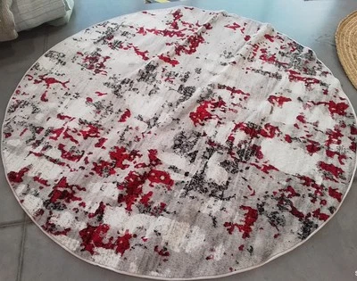 GREY / RED 6'-7" x 6'-7" Flaw in Rug, Reduced Price 1172774945 SKY193Q-6R - Image 1 of 4