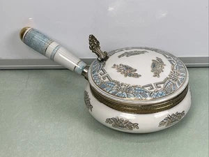 Antique CERAMIC ORIENTAL MOTIF Silent Butler Table Crumb Catcher Vintage - Picture 1 of 7