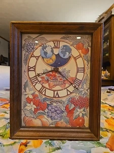 1983 Smucker's Jelly Jam Wall Clock With Moon Phases Roman Numeral Wooden Frame - Picture 1 of 9