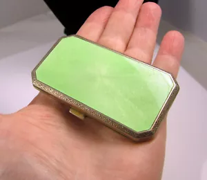 Antik Neuwertig Grün Guilloch Emaille Silber Zigarette Tabak 62,4 Gramm Pillendose - Bild 1 von 9