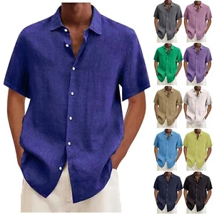 Men's Hawaiian Shirt, Vintage Button Down Short Sleeve Bowling Beach Shirts 🏄 - Picture 1 of 45