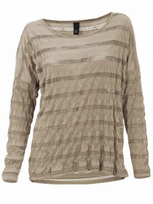 Best Connections Shirt Bluse Langarmshirt Top Oversized Loch Optik Taupe 40 42 M - Bild 1 von 4