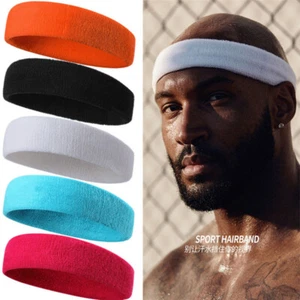 Women Men's Wide Sport Sweat Sweatband Headband Yoga Hair Band Stretch FW - Picture 1 of 17