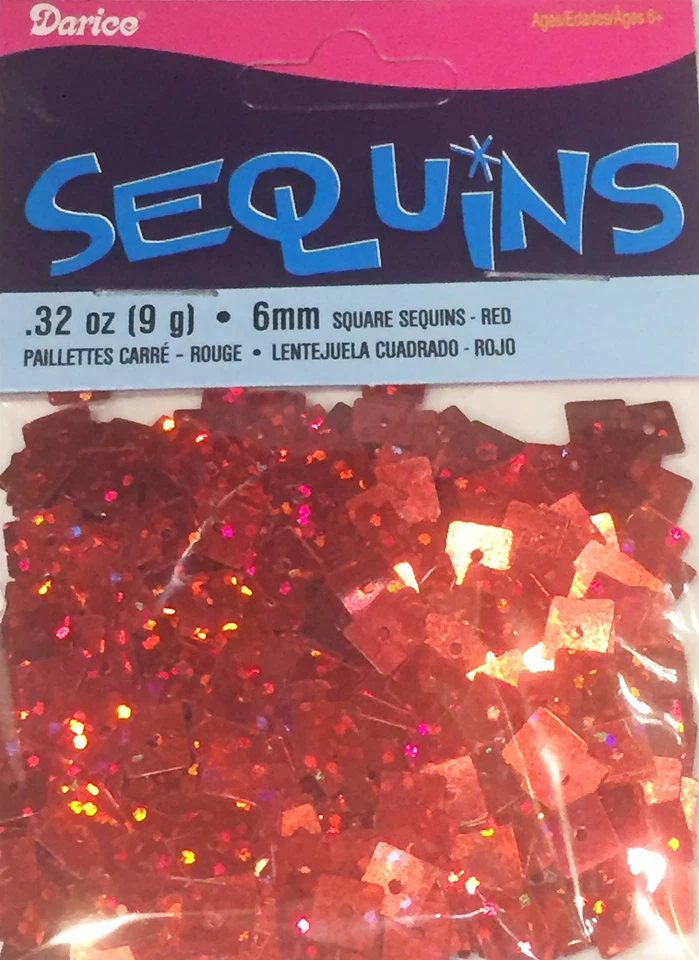 Darice Economy Craft ~ Lentejuelas Cuadradas 6 mm ~ Holograma Rojo Metálico Paquete/600 Foto 1 de 1