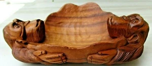 MONKEY WOODEN BOWL HAND CARVED DECOR TROPICAL DECORATIVE UNIQUE APE GORILLA - Picture 1 of 7