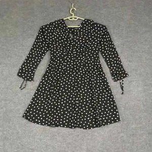 Ellos Dress Womens Size 10 Designer Long Sleeve Round Neck Back Zip A Line - Picture 1 of 13