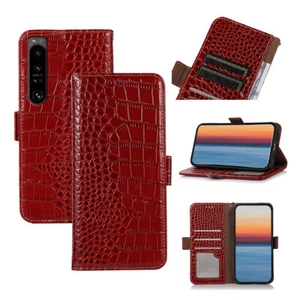 Echtleder Klapphülle Magnet Cover RFID Schutz Fotorahmen Handycase für SONY - Picture 1 of 14