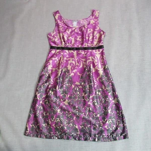 dELiAs Dress Womens Size 9 Purple Gray Tan Satin Conservative Elegant Cocktail - Picture 1 of 12