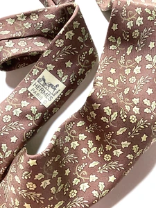 HERMES VINTAGE GRAPEVINE FLOWER TIE WINE GRAPES PLANT LEAF HIGH END FRANCE BROWN - Picture 1 of 17