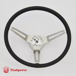 15" Flashpower GM Classic Leather Steering Wheel Original Restoration Muscle Car - Foto 1 di 4