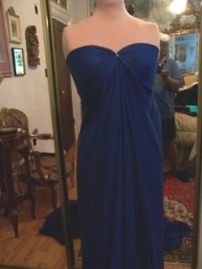 5yd VISCOSE POLY DRAPEY STRETCH VERY FAINT SELF STRIPE JERSEY DEEP ROYAL BLUE - Picture 1 of 6