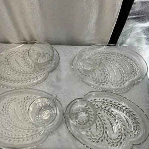 Federal Glass Hospitality Snack Plate/Cup 4 Sets - Picture 1 of 6