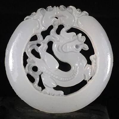 China Natural Jade Hand-carved Statue Of Dragon  Amulet Pendant • 10.78$