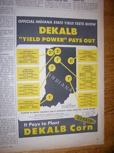 PÁGINA DE PUBLICIDAD DE SEMILLAS DE MAÍZ DE COLECCIÓN - DESCALCIFICACIÓN DE SEMILLAS DE MAÍZ - RENDIMIENTOS DE INDIANA-1961 - Imagen 1 de 2