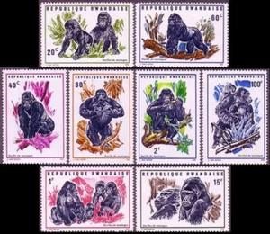 Rwanda 1970 - Fauna ☀ Wild Animals - Gorillas set of 8v ☀ MNH** - Picture 1 of 1