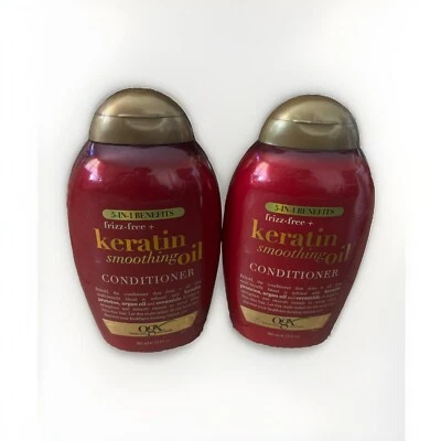 OGX Frizz-Free + Keratin Smoothing Oil Conditioner 5-in-1 13oz Lot of 2 - Image 1 of 2
