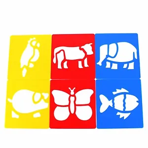 Plastic Zoo Farm Animal Art Stencils Template Set of 6 for Kids Wildlife Drawing - Picture 1 of 2