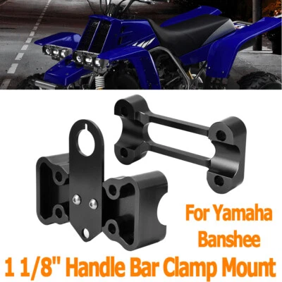 1 1/8'' Handle Bar Clamp Mount For Yamaha Banshee YFZ350 1987-2006 Billet Black - Image 1 of 4
