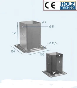 PORTAPILASTRO A BICCHIERE ZINCATO PER PILASTRO QUADRATO 81x81 mm. - Picture 1 of 1
