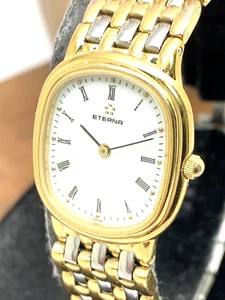 Eterna Women's Watch Vintage Swiss Quartz Petite White Dial 21mm Two Tone Steel - Picture 1 of 12