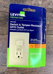 LEVITON GFSW1-I TAMPER RESISTANT COMBO SWITCH & GFCI OUTLET IVORY - Picture 1 of 4